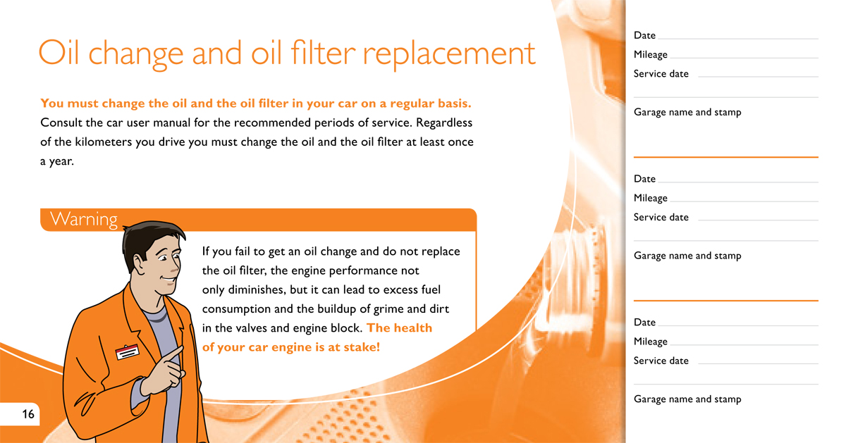Philips automotive - Maintenance book - inside page